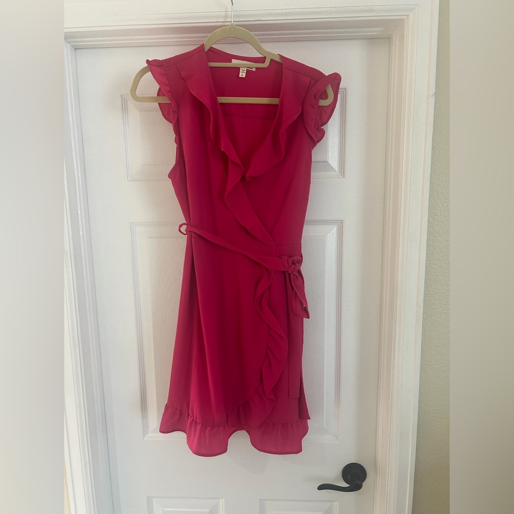 Flirty Ruffle Wrap Mini Dress - Pink